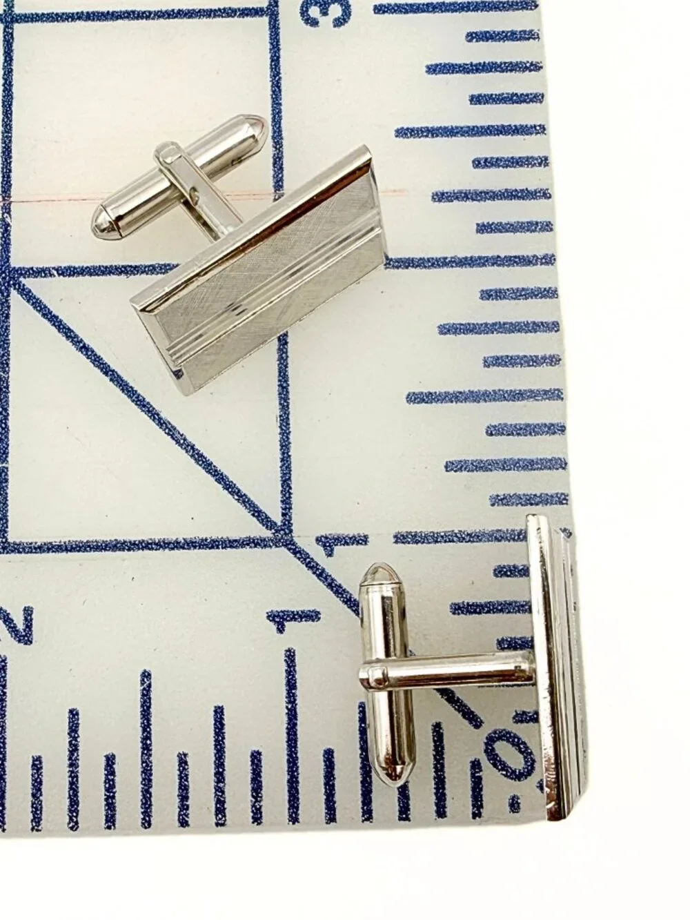 Swank Signed MCM Rectangular Etched Florentine Finish Silver Plated Cufflinks